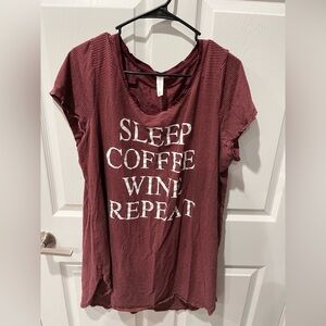 🧰Cacique Burgundy Slogan Pajama Tee